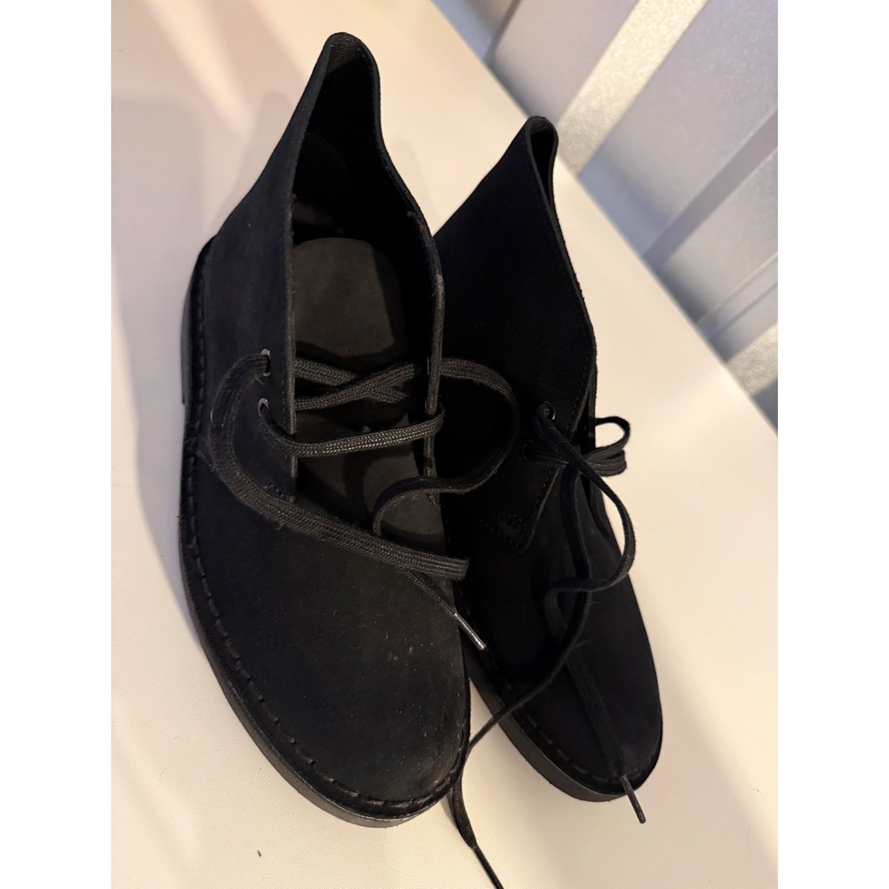 Clarks Desert Boot Black Suede Lace Up Ankle Boots Women 5.5 US‎ 39 EU US 8